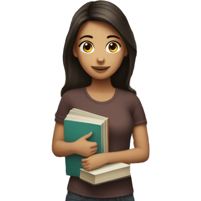 brunette girl with books emoji