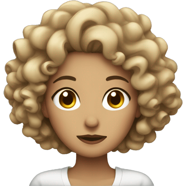 Woman with pretty curls staying up late emoji