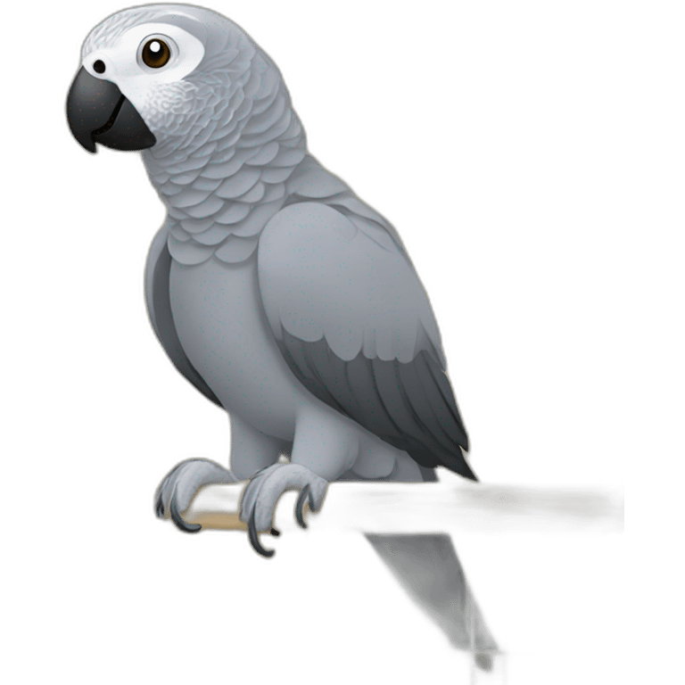 African grey parrot in bird enclosure emoji