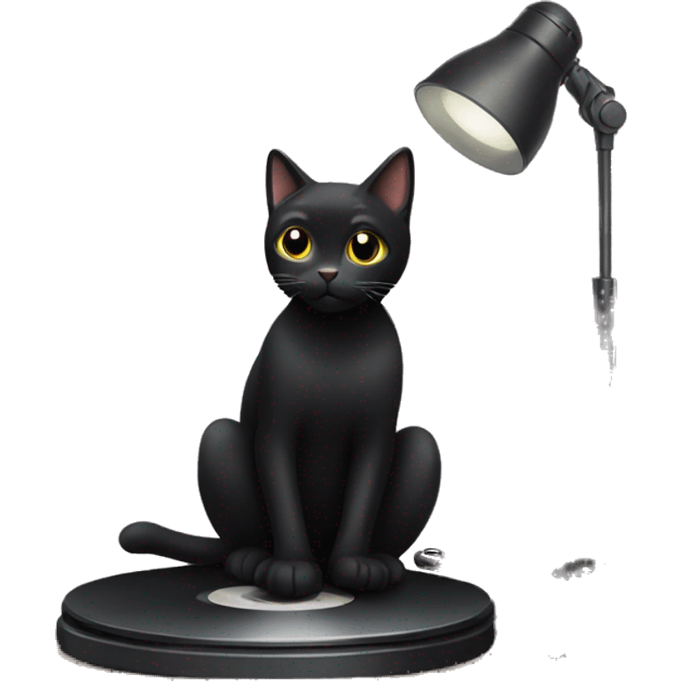 Black cat on a turntable emoji