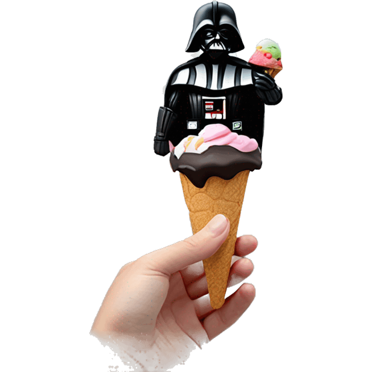 darth vader con alas de pájaro y un helado en una mano en una playa emoji