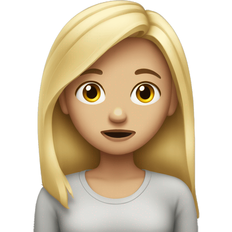 Blond girl with Anxiety emoji