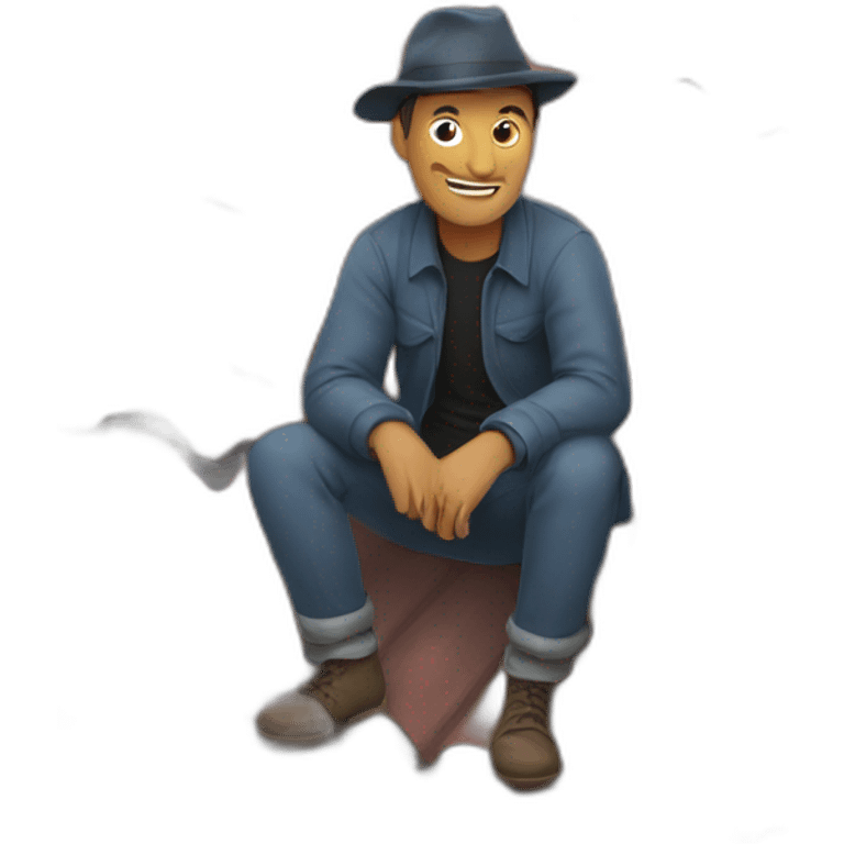 A man on a roof of a gerege emoji