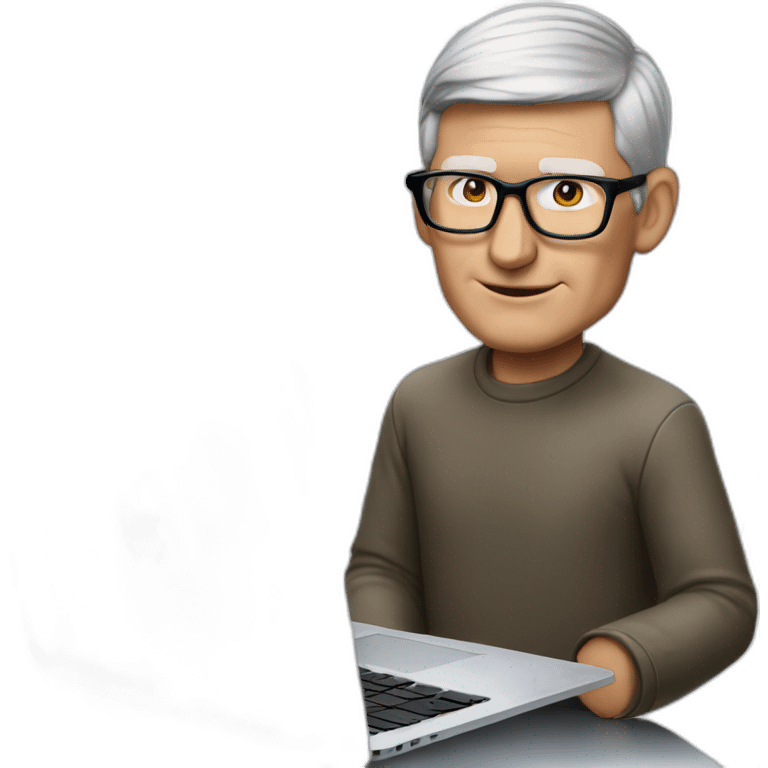 tim cook with a macbook pro emoji