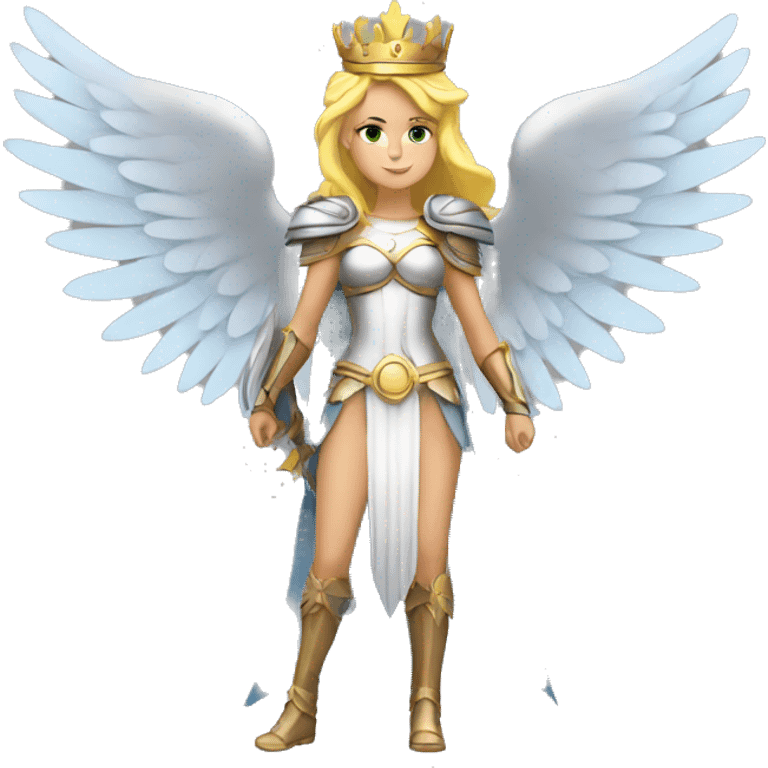 Blond Valkyrie full body with crown with wings emoji