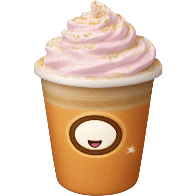 Light pink pumpkin latte with Sprinkling emoji