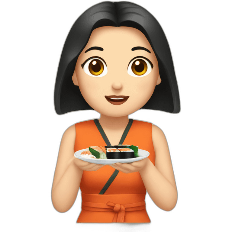 Kim eats sushi emoji