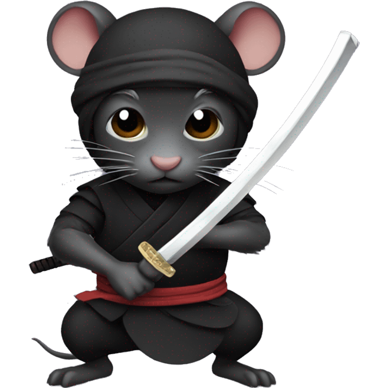 ninja black skin rat with katana emoji