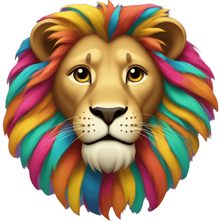 a lion with a colorfull lining background emoji