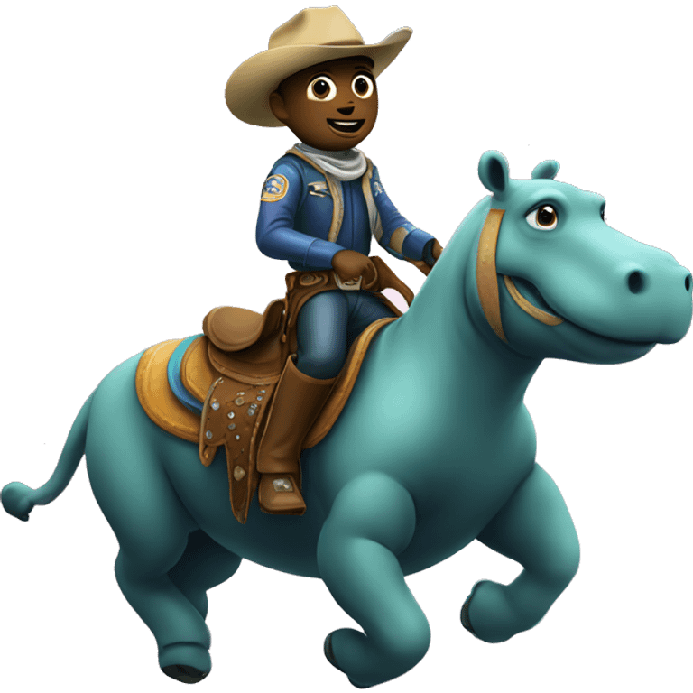 Cowboy riding a hippo in space emoji