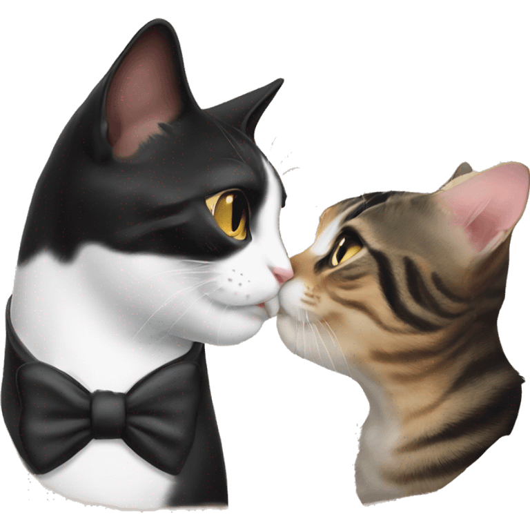 tuxedo cat kissing tabby cat emoji