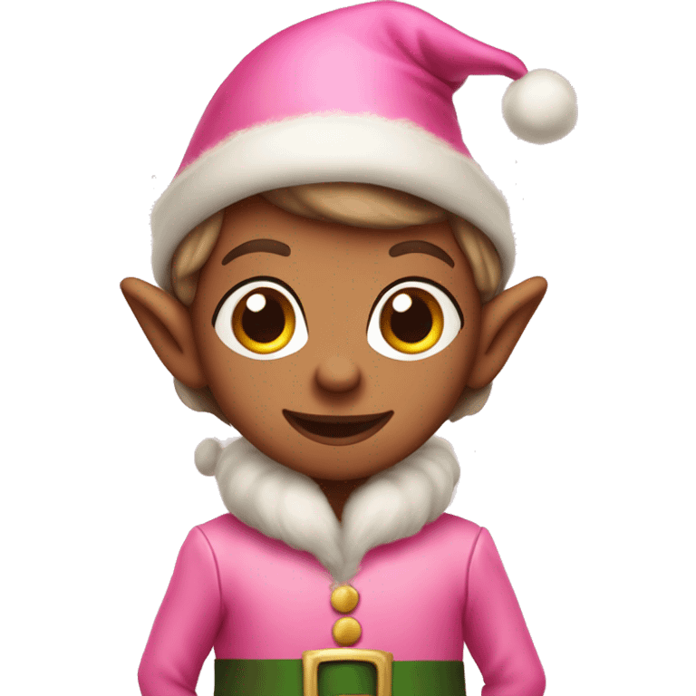 Cute Christmas elf in a pink clothes  emoji