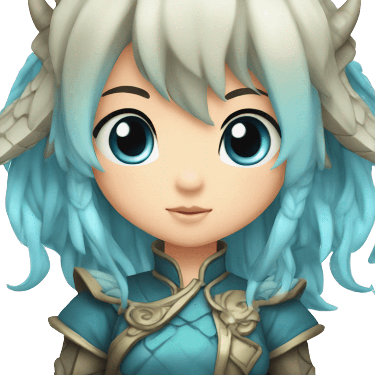 I want you to create an anime dragon chibi girl with blue eyes emote emoji