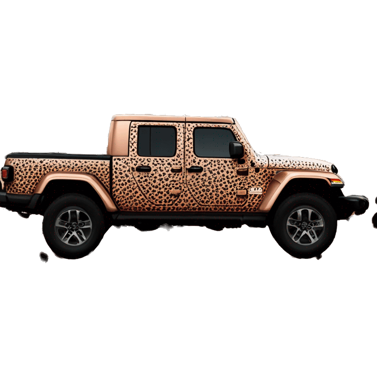 Realistic rose gold leopard print pattern Jeep Gladiator truck. emoji