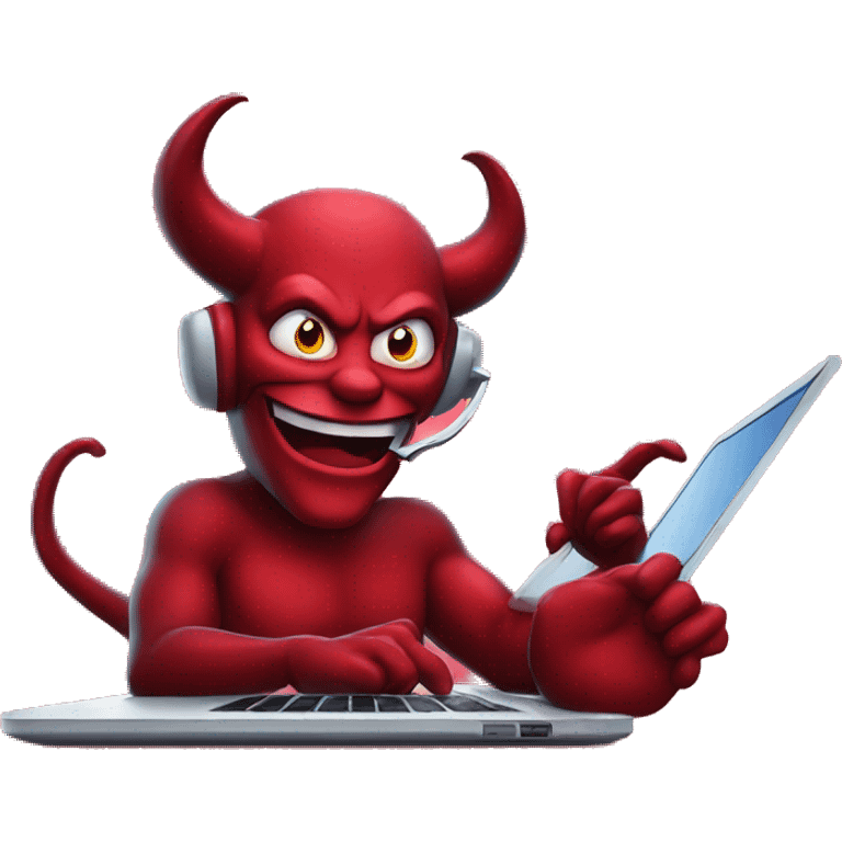 devil on the phone, in front of a laptop emoji