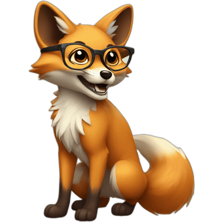 cute fox fennek in glasses dancing emoji