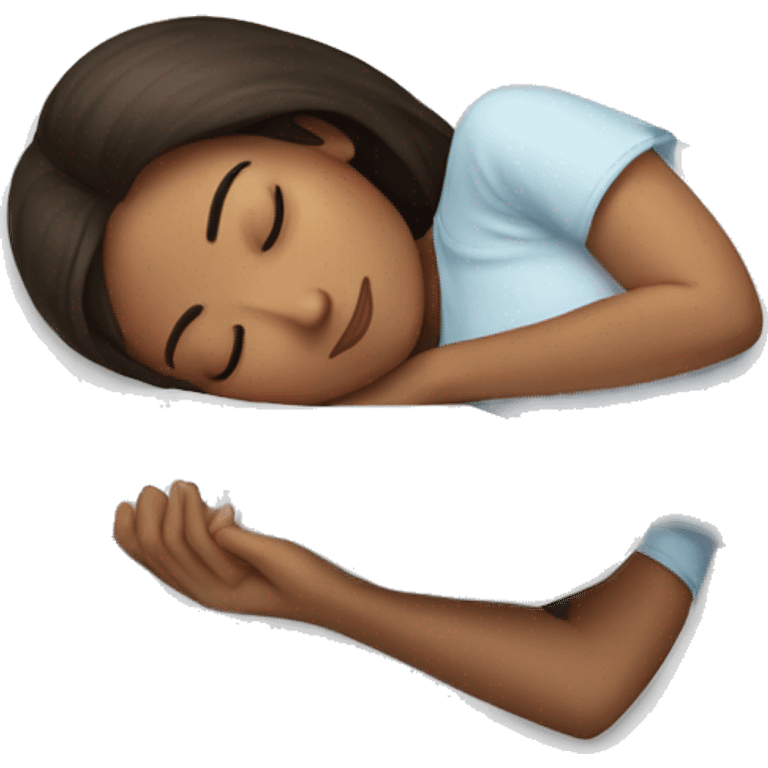 brunette girl sleeping on white pillow emoji