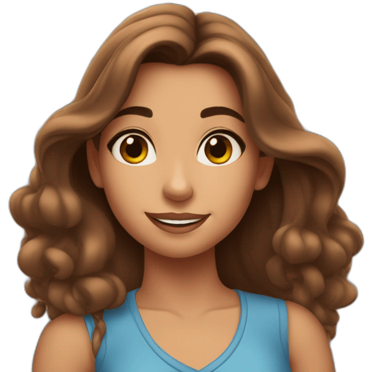 young woman with long brown hair at disneyworld emoji