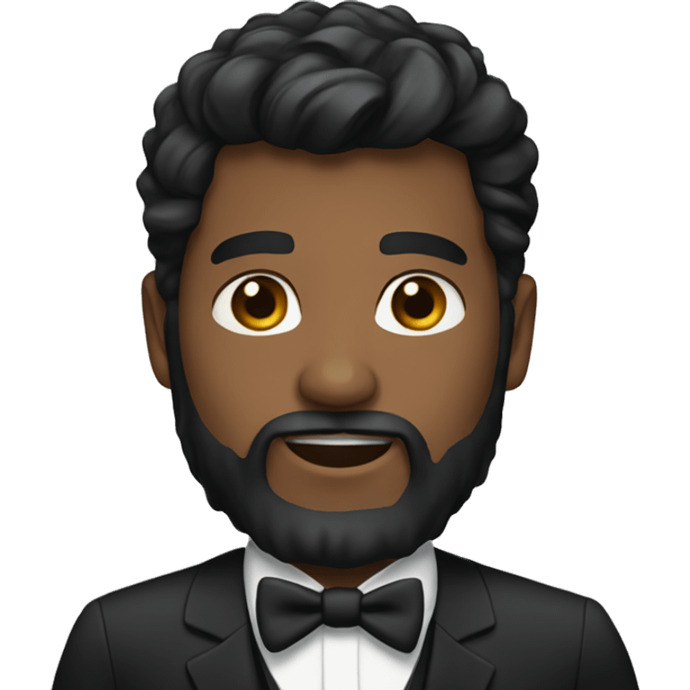 Black hair and bearded man in tux  emoji