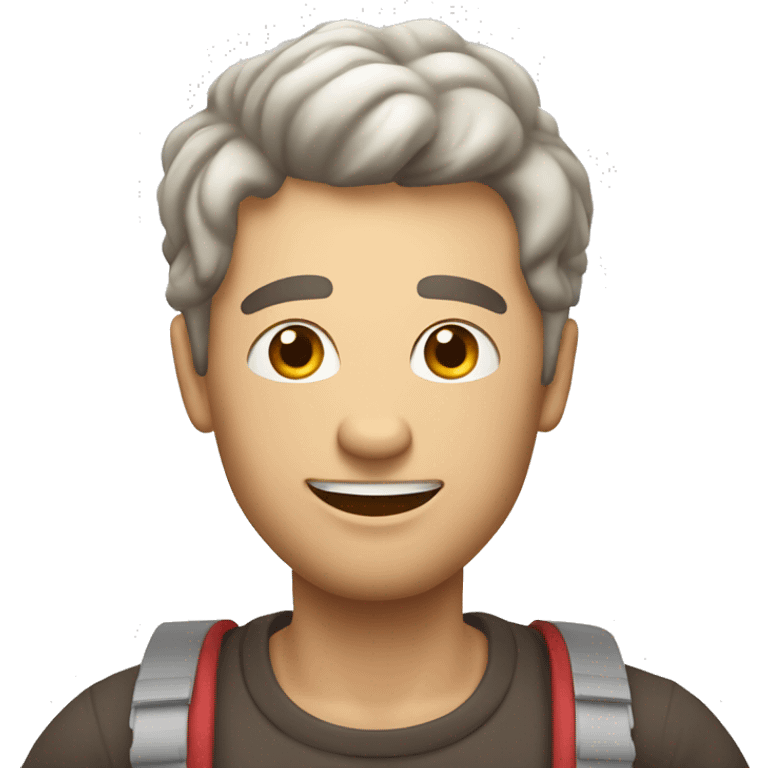 homem branco com topete segurando um iphone emoji