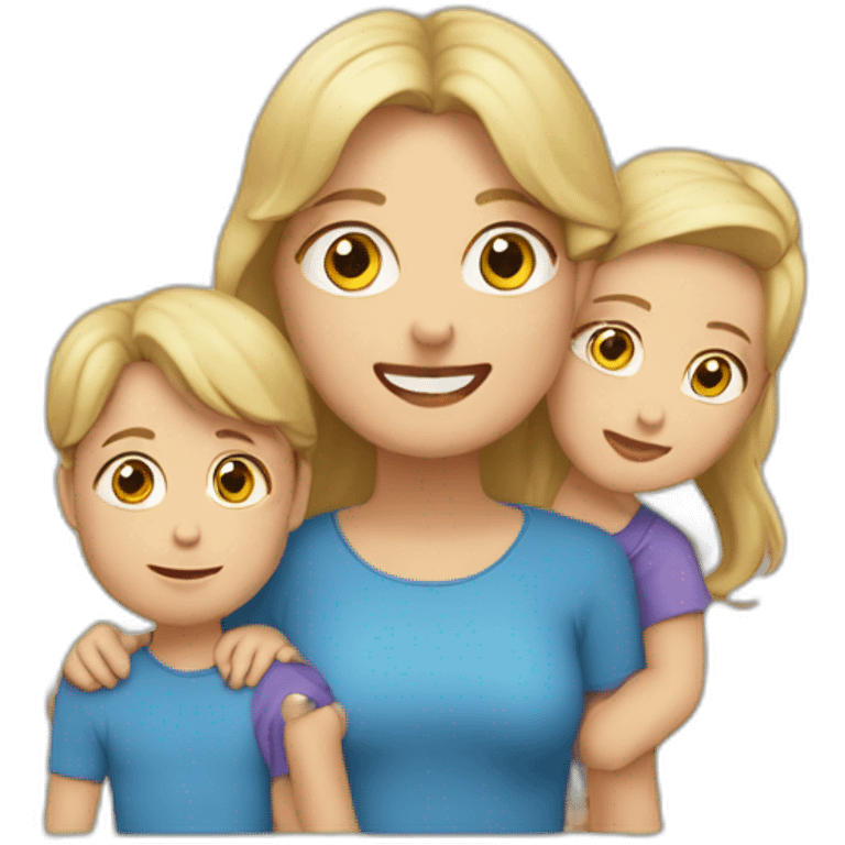 Familia calvo, rubia, dos niños emoji