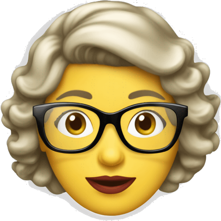 mujer 50's  años pelo blanco gafas emoji