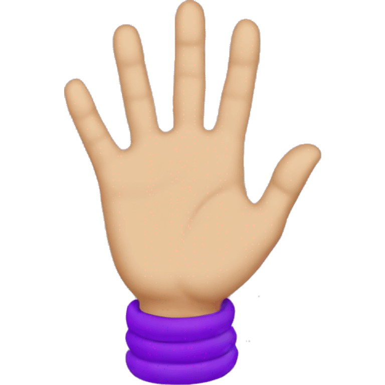 hand with purple bracelet waving emoji