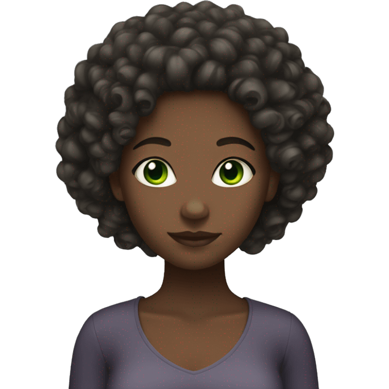 black girl with curly hair and green eyes  emoji