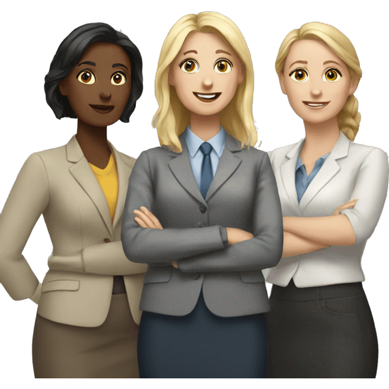 Three white female coworkers  emoji