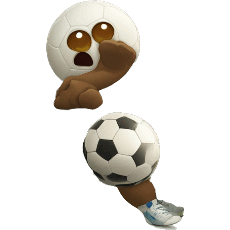 Mountain with eyes nose and ears playing football  emoji