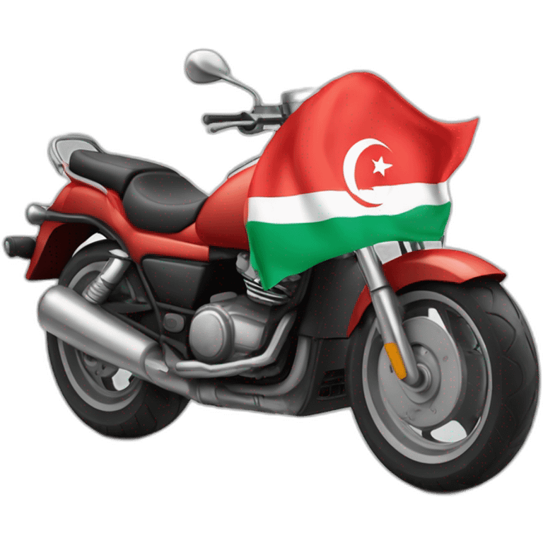 quelqu'un sur une moto avec le drapeau du Maroc derrière emoji