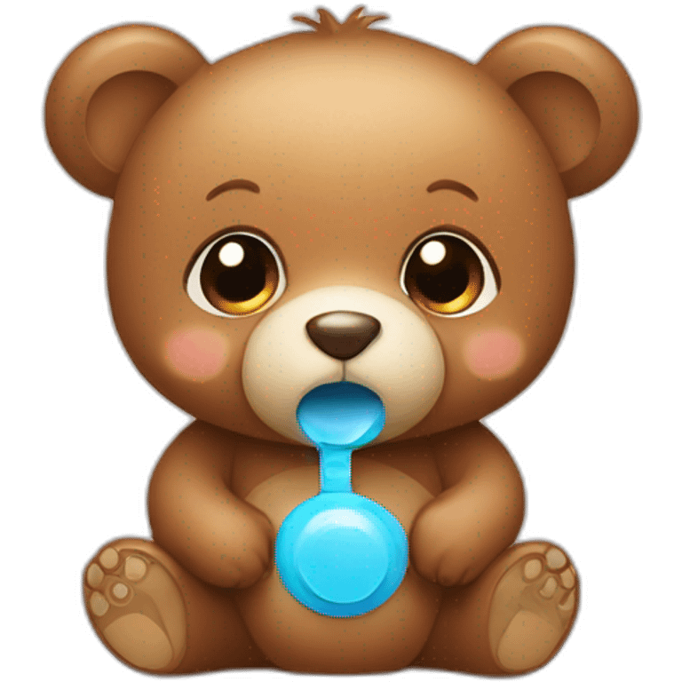 cute baby bear with a pacifier in his mouth emoji