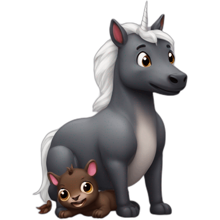 unicorn befriending a tasmanian devil emoji