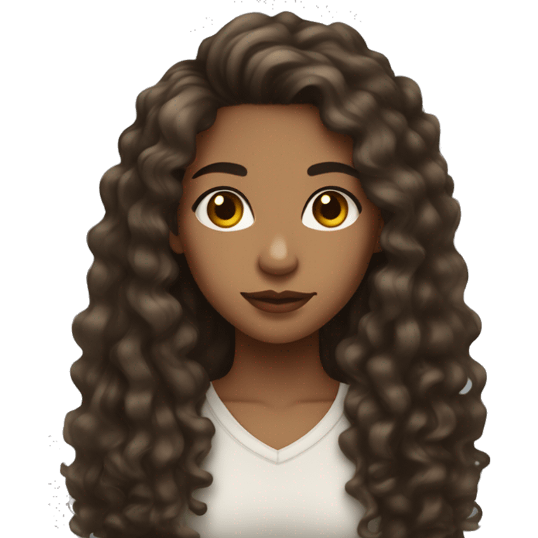 woman light brown skin long dark curly hair thick brows teenager emoji