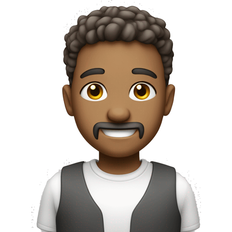 smiling boy in white shirt, white a salt and pepper goatee emoji