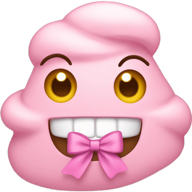 happy poop wearing small light pink bow emoji