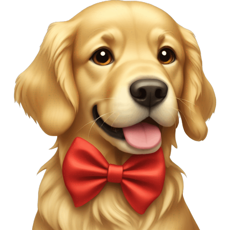 Golden retriever with red bow emoji