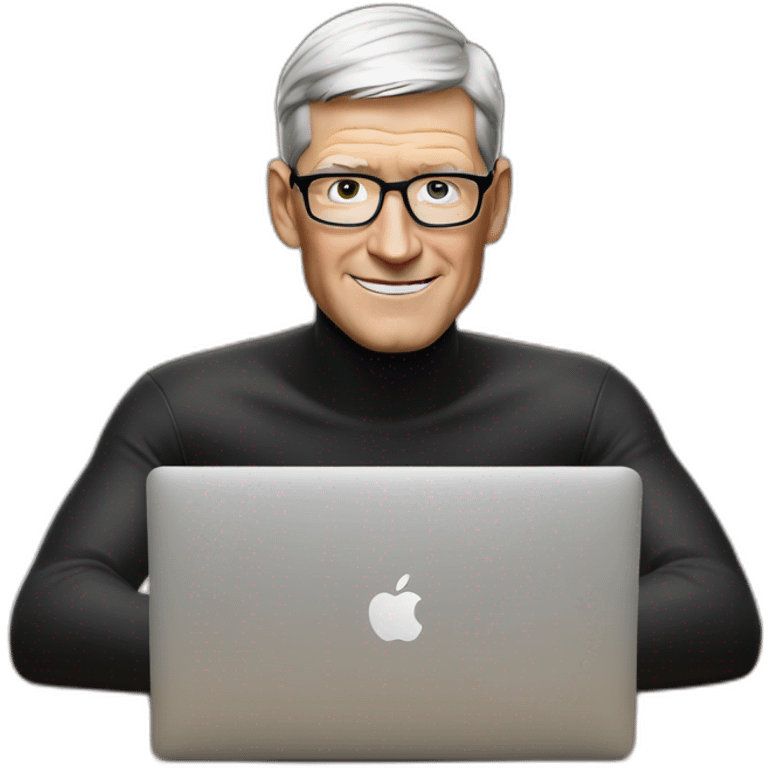 tim cook with macbook pro on desk emoji