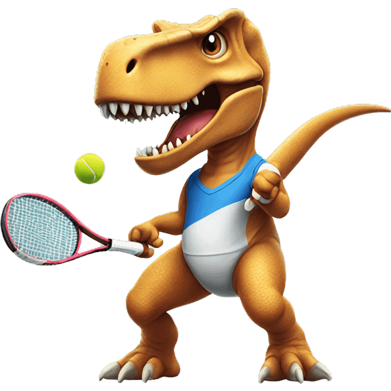 T-Rex playing tennis emoji