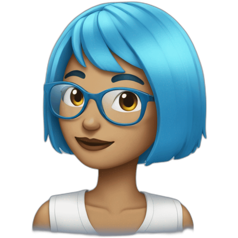 Blue hair cool girl emoji