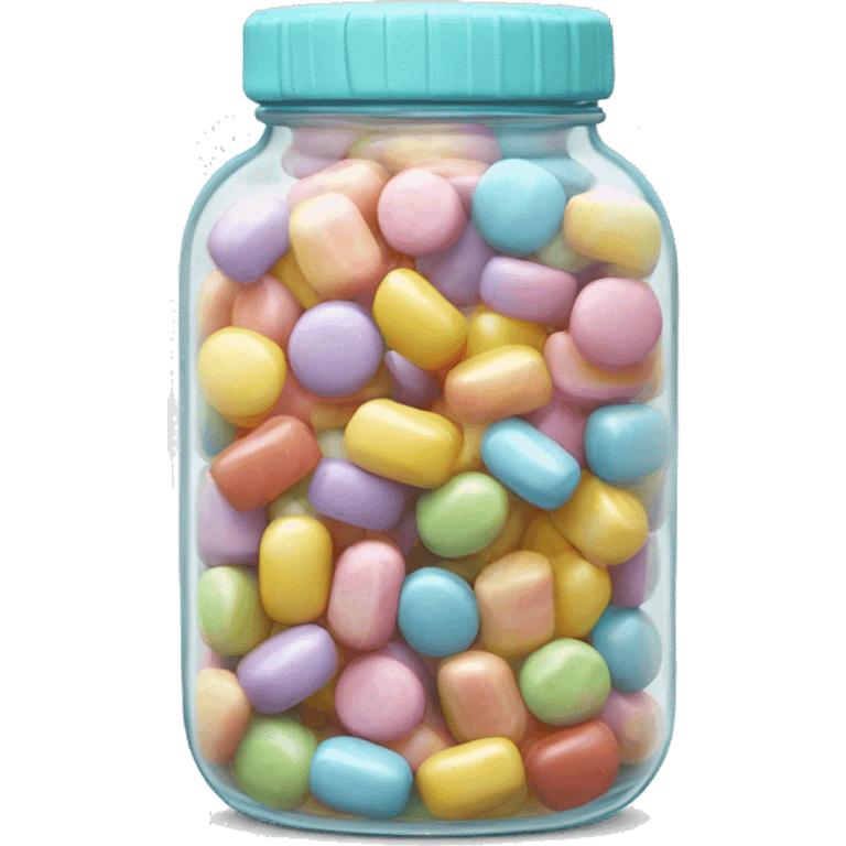 Realistic glass jar full of pastel candy inside of it. emoji