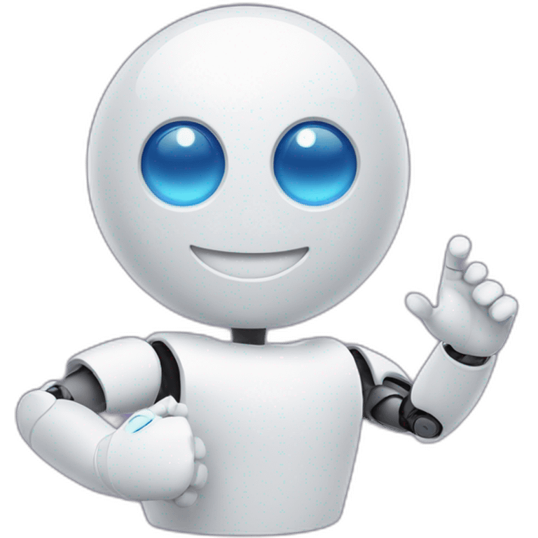 cute chatbot waving his right arm hello emoji