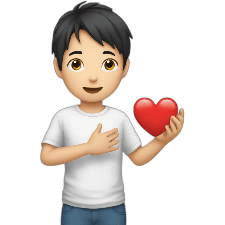 Asian-boy-heart-love-with-hand emoji