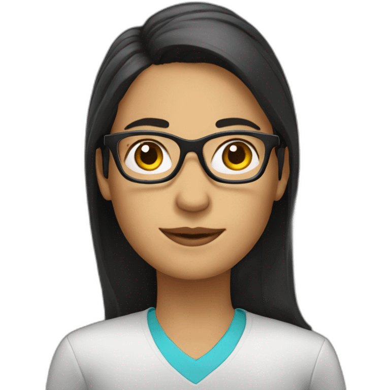 teacher with dark hair in glasses  emoji