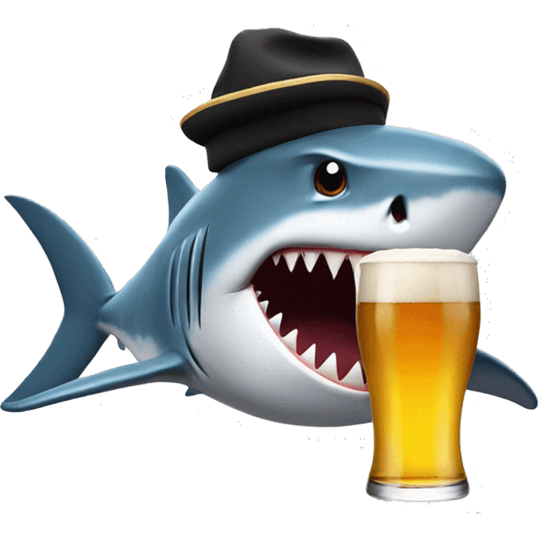 Shark with a hat and a beer emoji