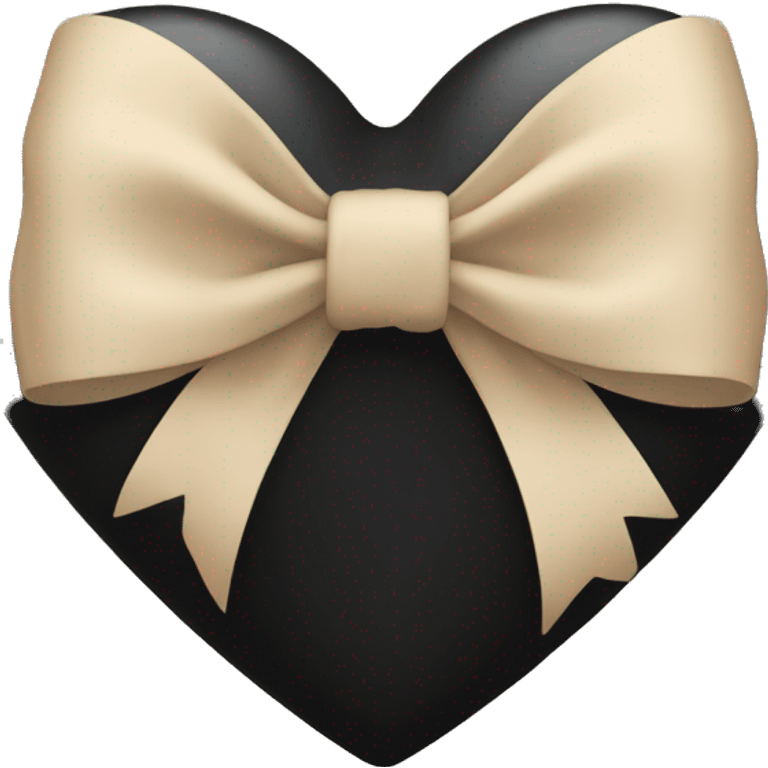 black heart with beige bow emoji