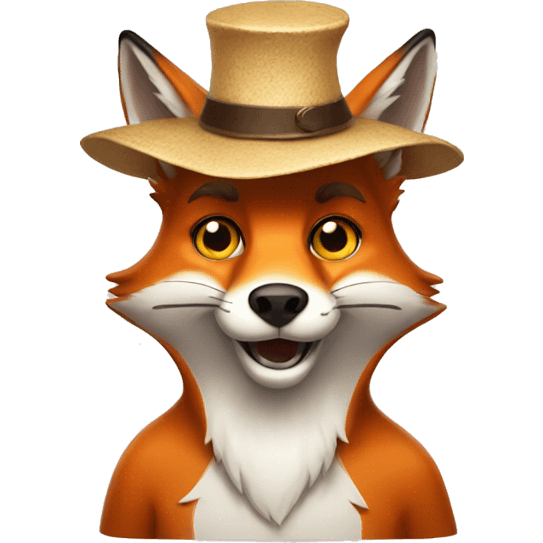 Funny fox with a hat with beer horns  emoji