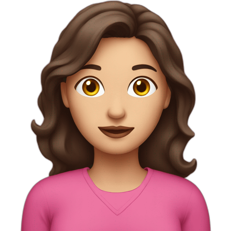 brunette woman on pink computer emoji