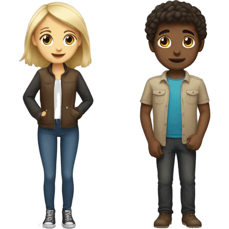 Brunette girl and blond boy emoji