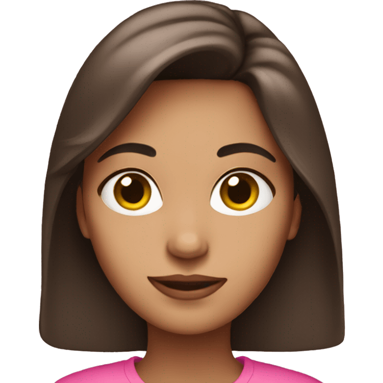 Brunette wearing pink emoji